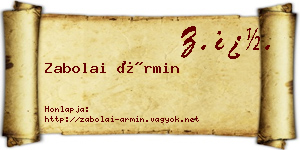 Zabolai Ármin névjegykártya
